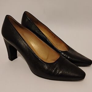 Stuart Weitzman Pumps 3" Heel Ossarah Chex Pattern Calf Leather Black 6B